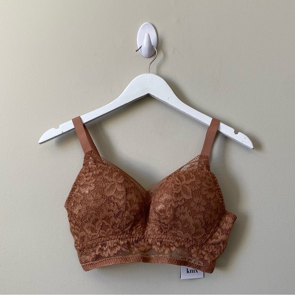 Knix (NEW W/ TAG) lace lined wireless medium support longline bra - gilded gold - Picture 3 of 9